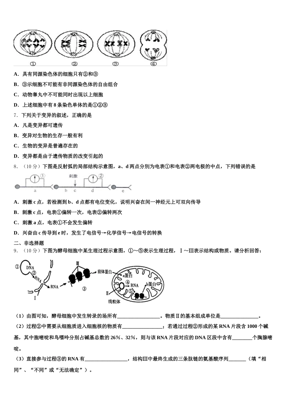 山东省宁阳市2025届生物高一下期末经典模拟试题含解析_第2页