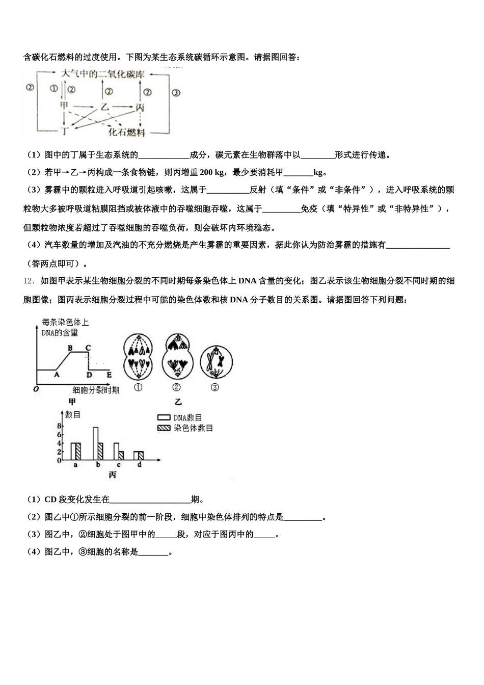 2024-2025学年泰安市重点中学高一下生物期末质量检测模拟试题含解析_第3页