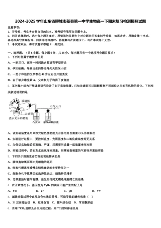 2024-2025学年山东省聊城市莘县第一中学生物高一下期末复习检测模拟试题含解析