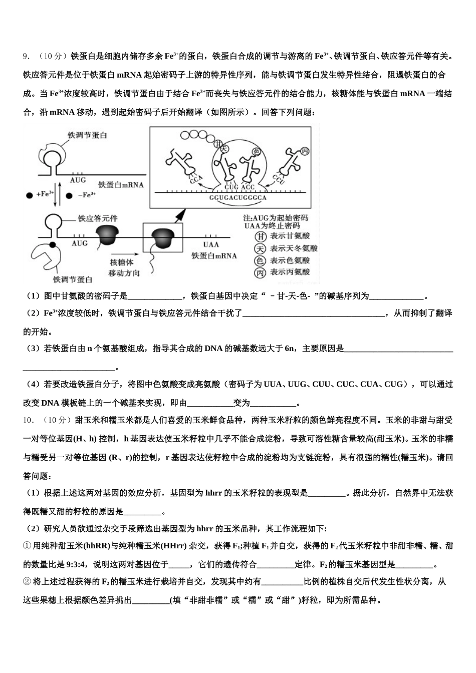 2024-2025学年山东省泰安九中高一下生物期末综合测试试题含解析_第3页