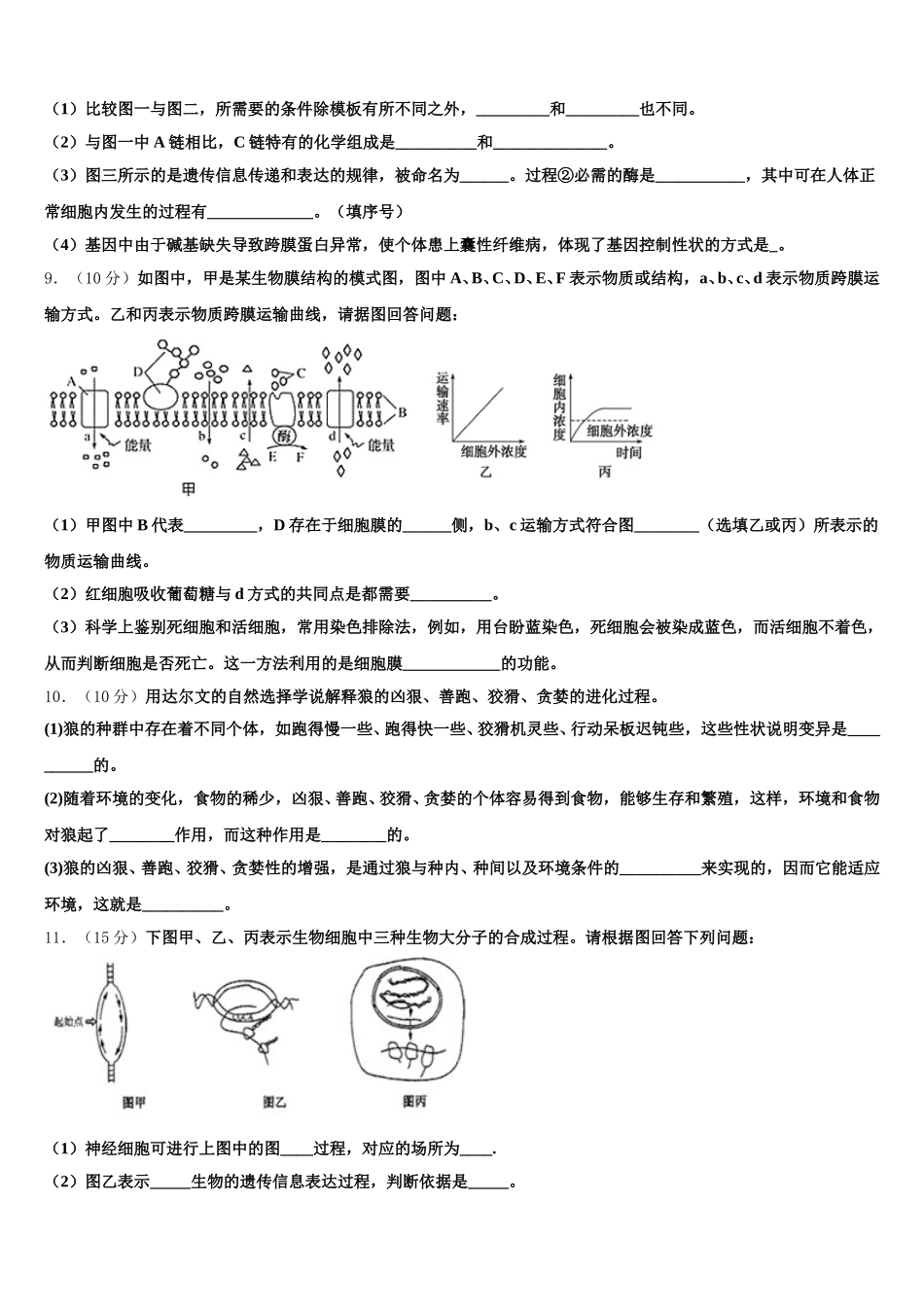 2025届济宁市高一生物第二学期期末学业质量监测模拟试题含解析_第3页