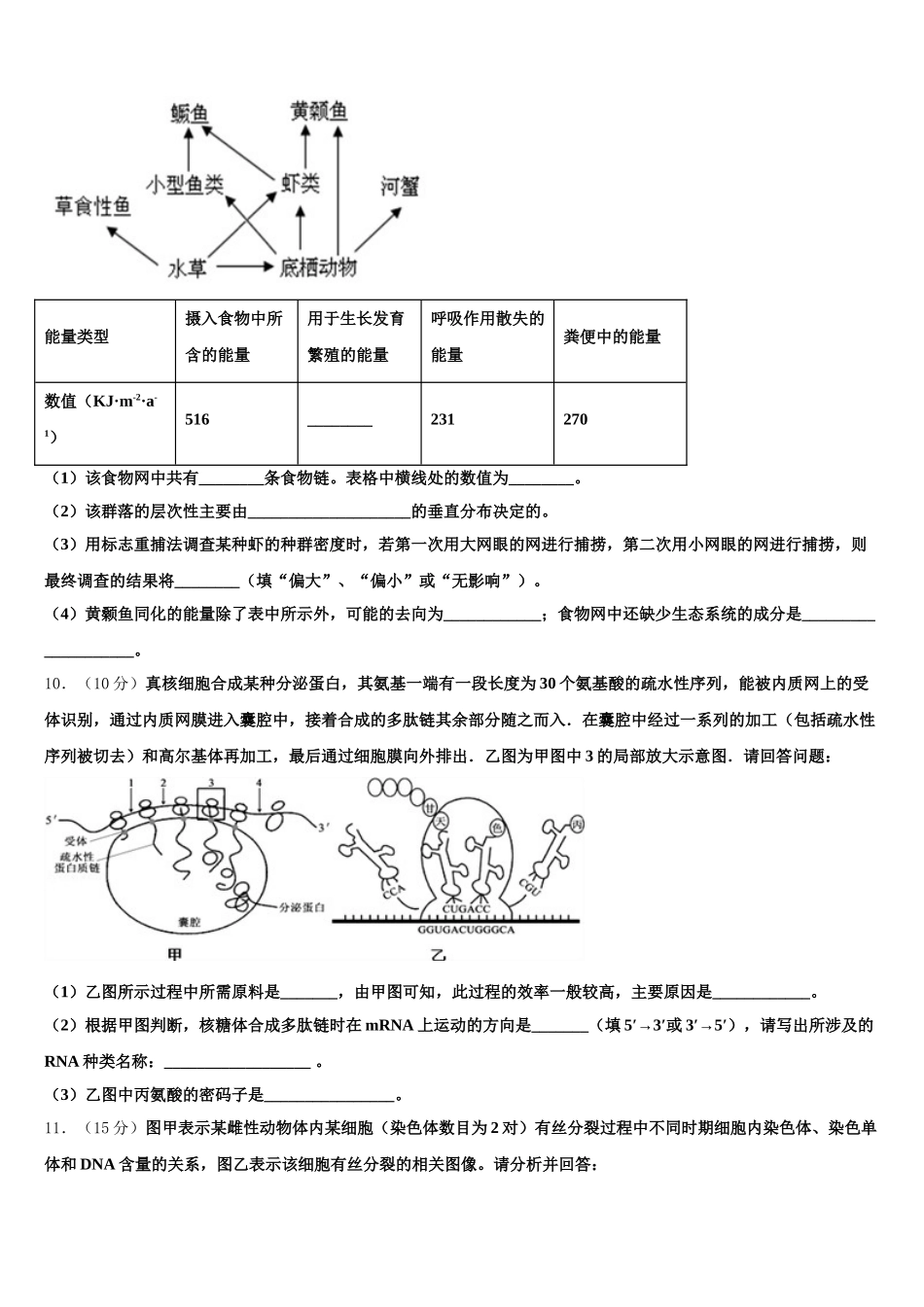 2025届山东省平度市生物高一第二学期期末经典模拟试题含解析_第3页