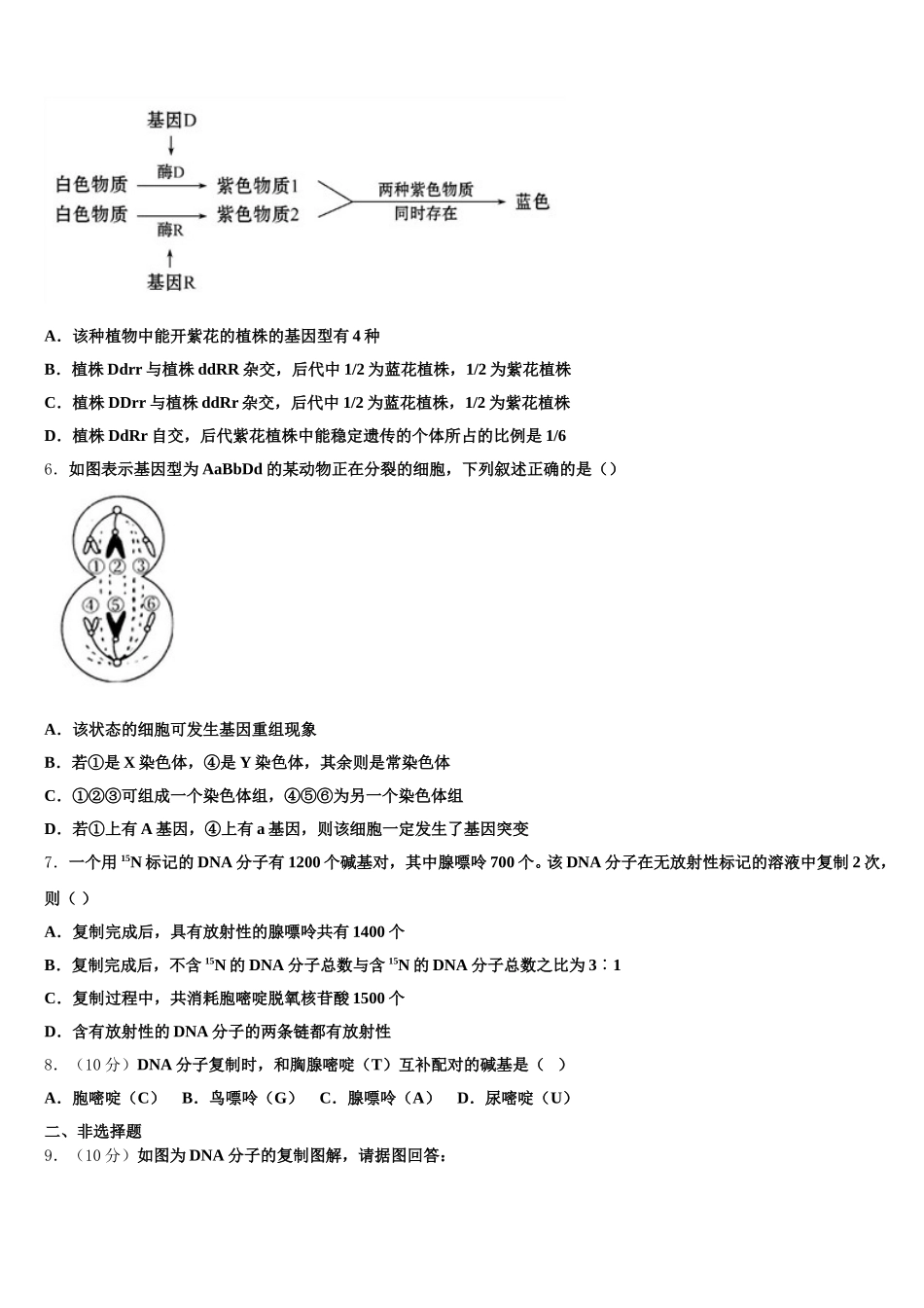 2025届山东省潍坊市寿光市现代中学生物高一下期末经典模拟试题含解析_第2页