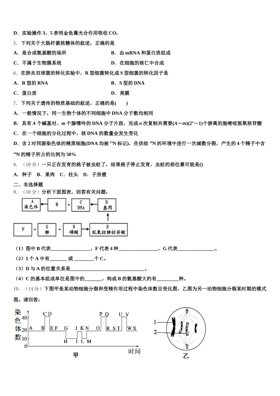 山东省临沂市兰陵县第四中学2025年高一下生物期末达标检测模拟试题含解析_第2页