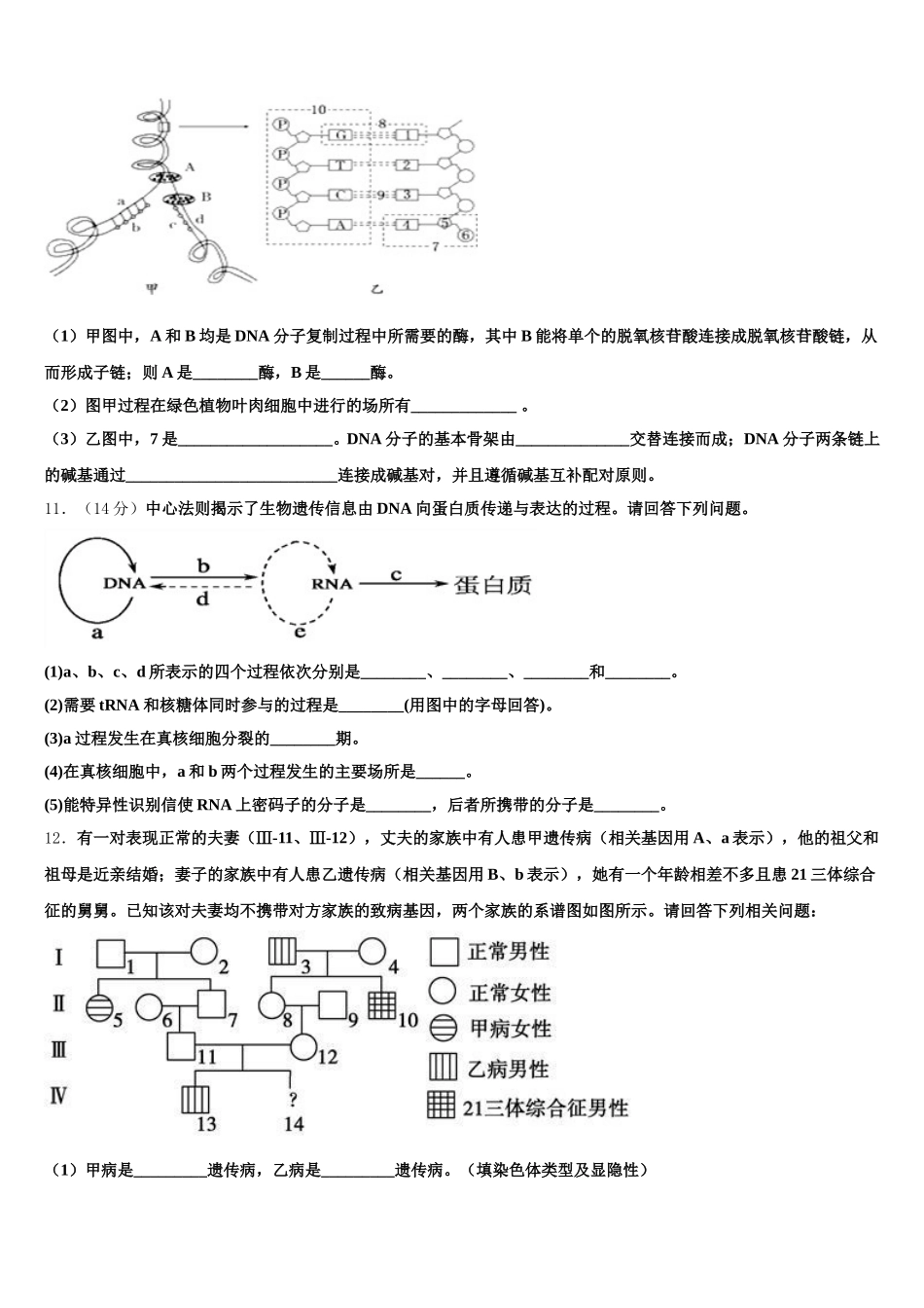 2025届聊城市重点中学生物高一第二学期期末统考试题含解析_第3页