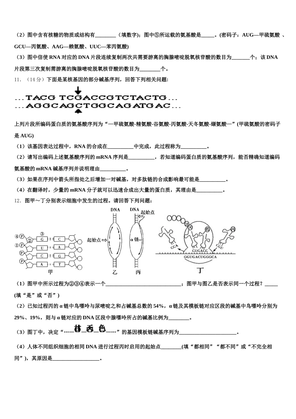 2025届山东省淄博市实验中学生物高一下期末调研模拟试题含解析_第3页