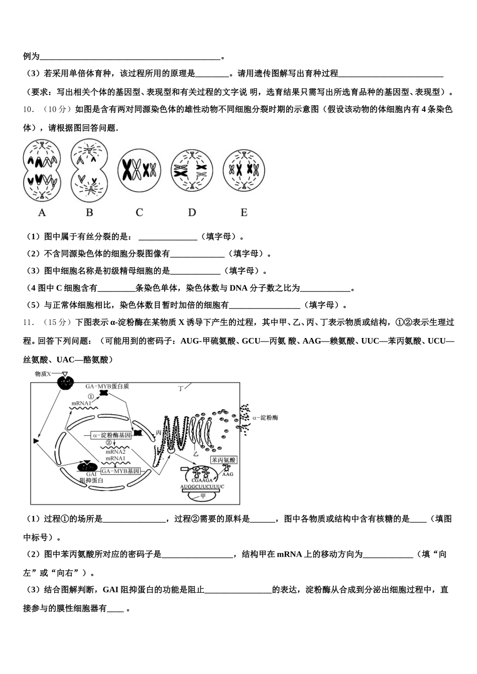 2025届山东省烟台市栖霞市生物高一第二学期期末学业水平测试模拟试题含解析_第3页