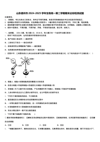 山东德州市2024-2025学年生物高一第二学期期末达标检测试题含解析