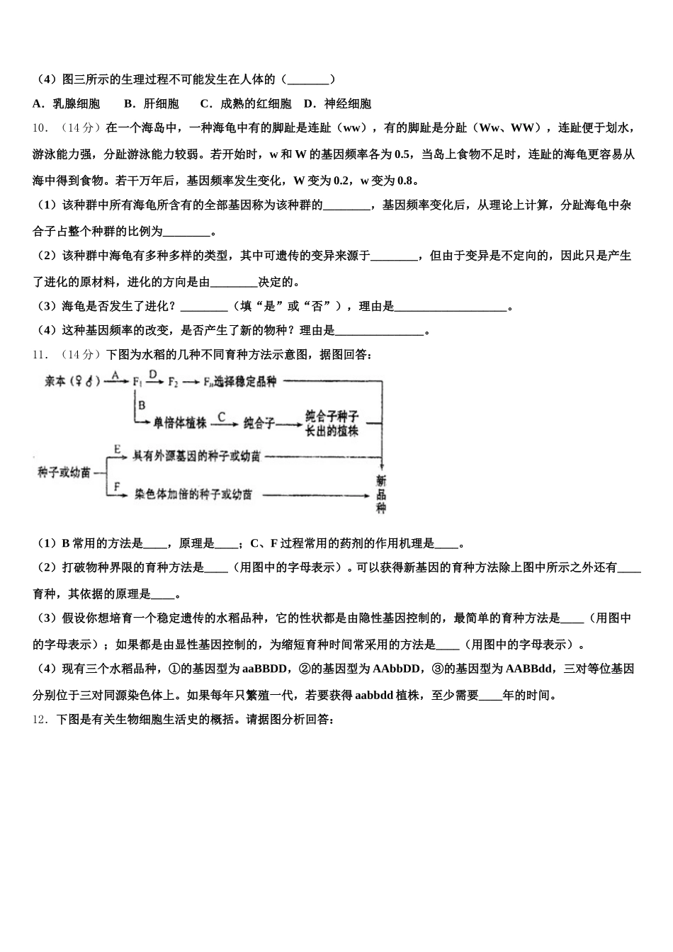 2025届山东省济宁第二中学生物高一下期末复习检测试题含解析_第3页