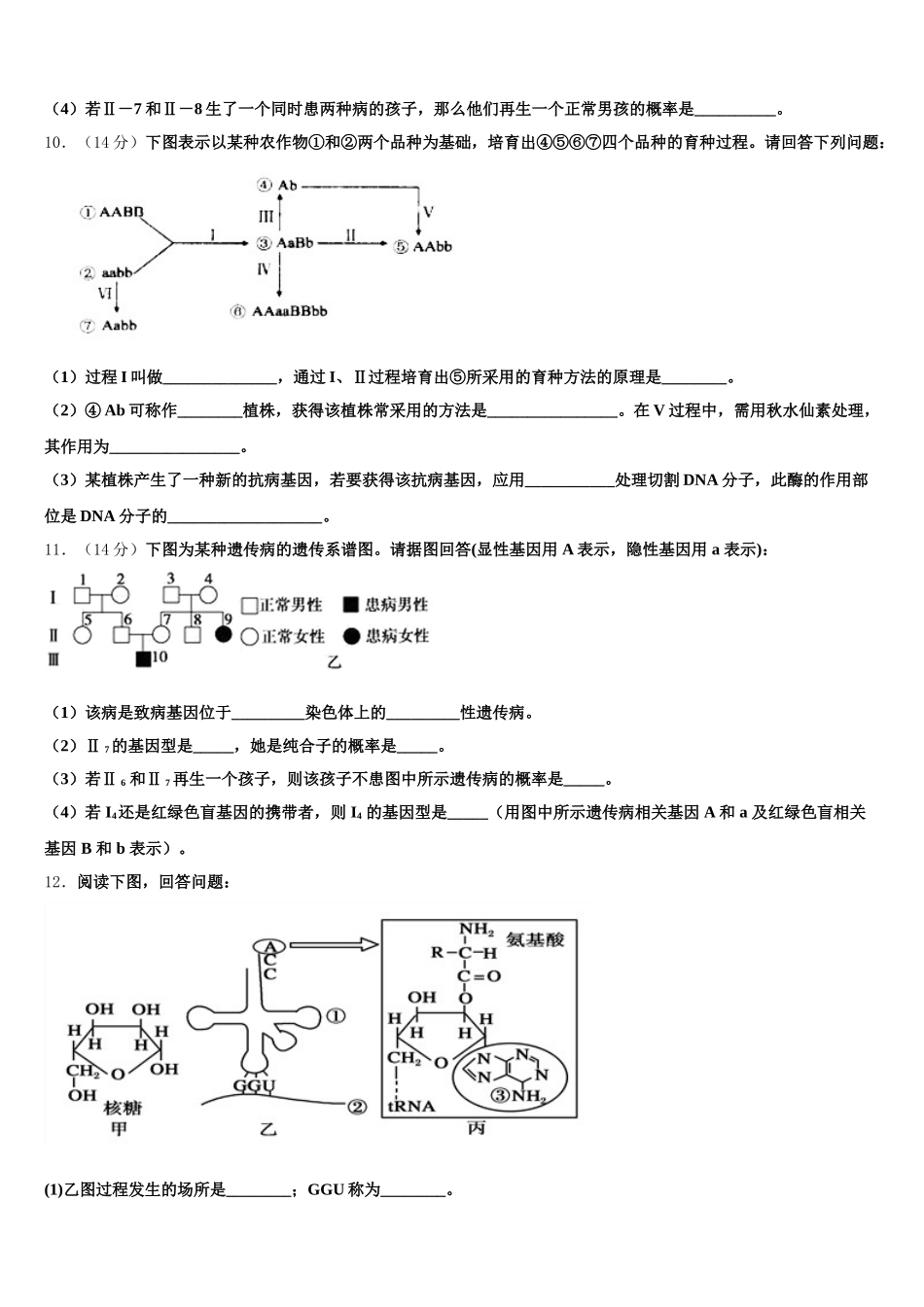 2025届山东省枣庄市第十六中学高一生物第二学期期末综合测试模拟试题含解析_第3页