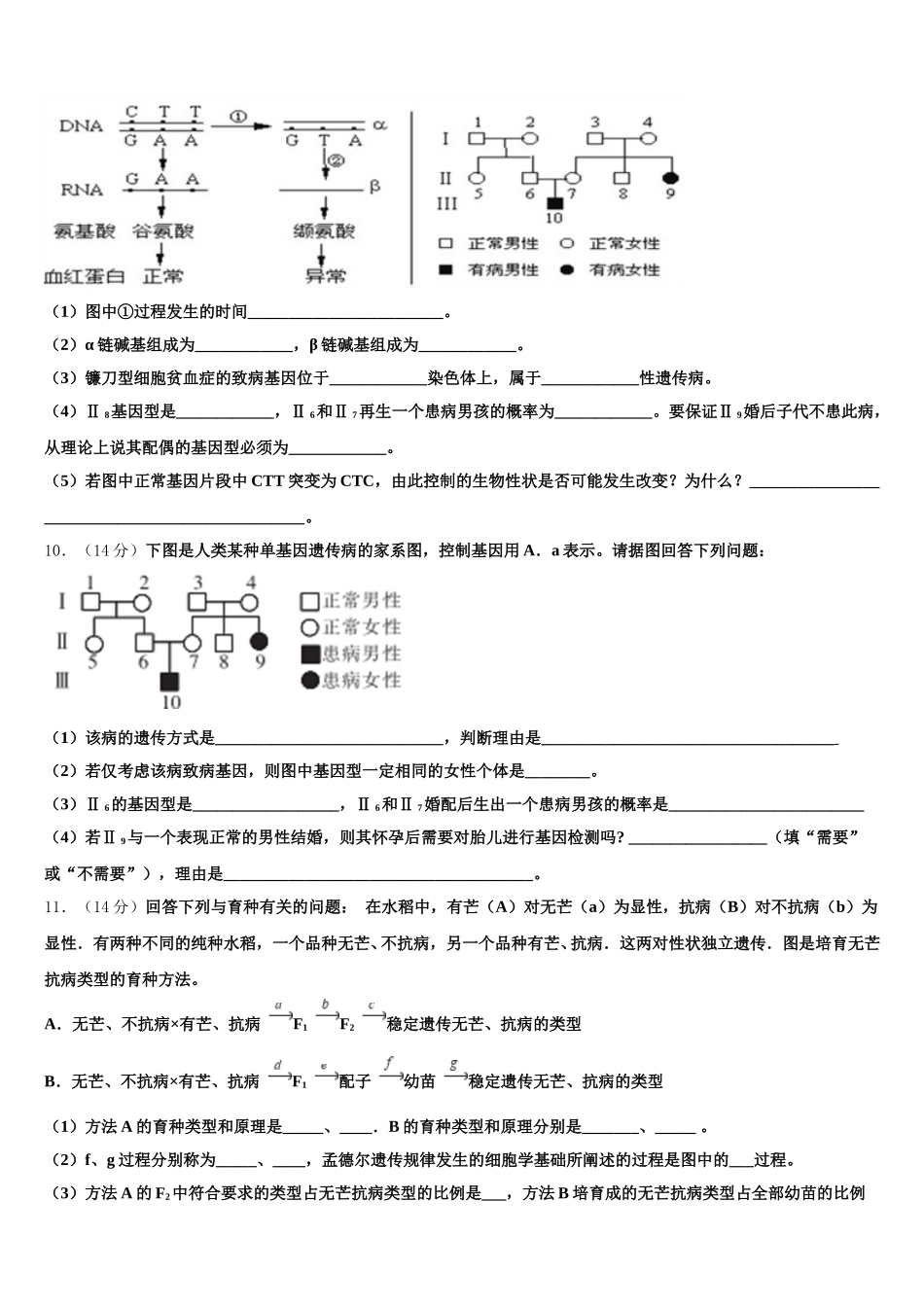 齐鲁名校教科研协作体 山东、湖北部分重点中学2025届高一下生物期末统考模拟试题含解析_第3页