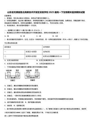 山东省无棣县鲁北高新技术开发区实验学校2025届高一下生物期末监测模拟试题含解析