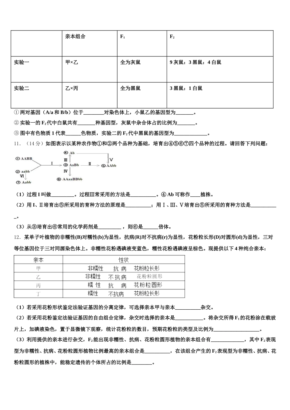 山东省邹城市第一中学2024-2025学年生物高一下期末教学质量检测模拟试题含解析_第3页