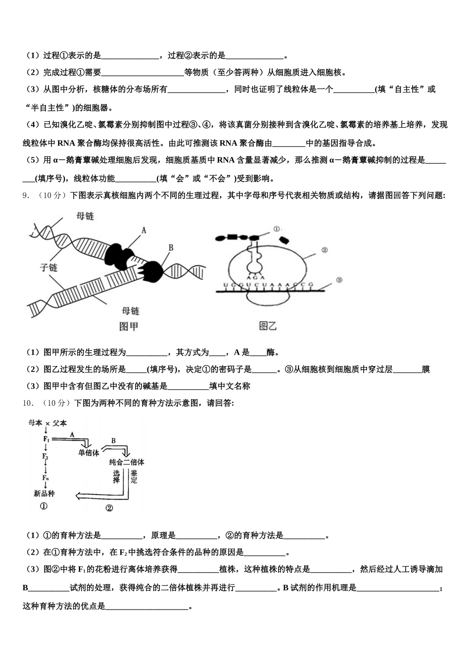 2025年山东省青岛市胶州市生物高一下期末学业水平测试模拟试题含解析_第3页