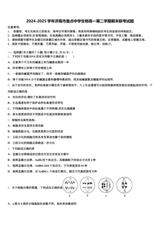 2024-2025学年济南市重点中学生物高一第二学期期末联考试题含解析