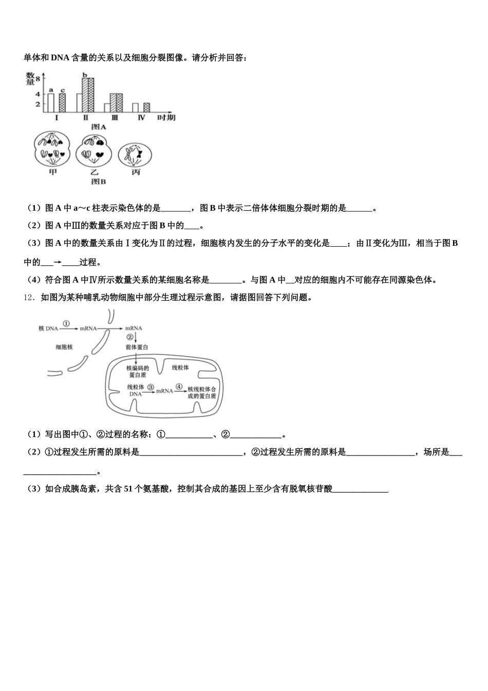 2024-2025学年山东省牟平第一中学高一生物第二学期期末复习检测试题含解析_第3页