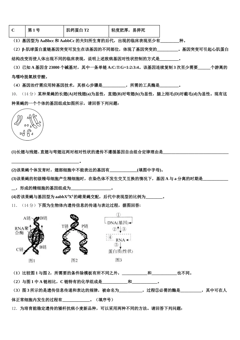 山东历城二中2025年生物高一下期末联考模拟试题含解析_第3页