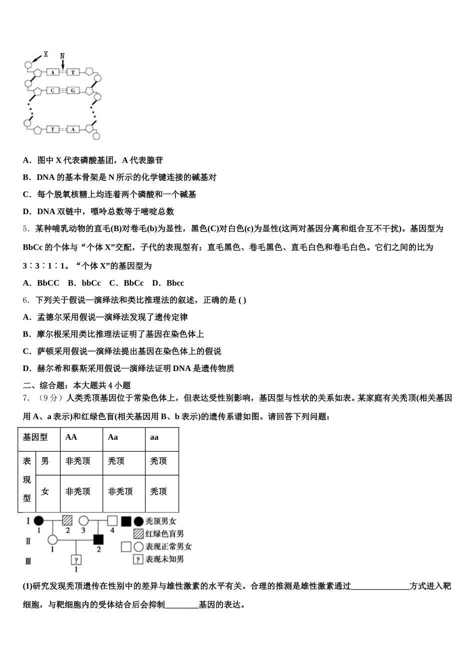山东省泰安市宁阳县第一中学2025年高一下生物期末质量跟踪监视模拟试题含解析_第2页