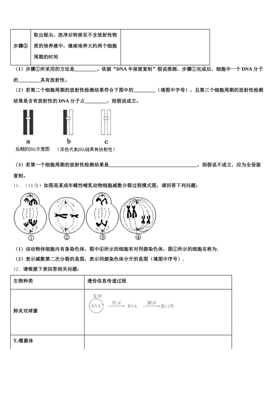 山东省栖霞市第二中学2024-2025学年生物高一第二学期期末经典试题含解析_第3页