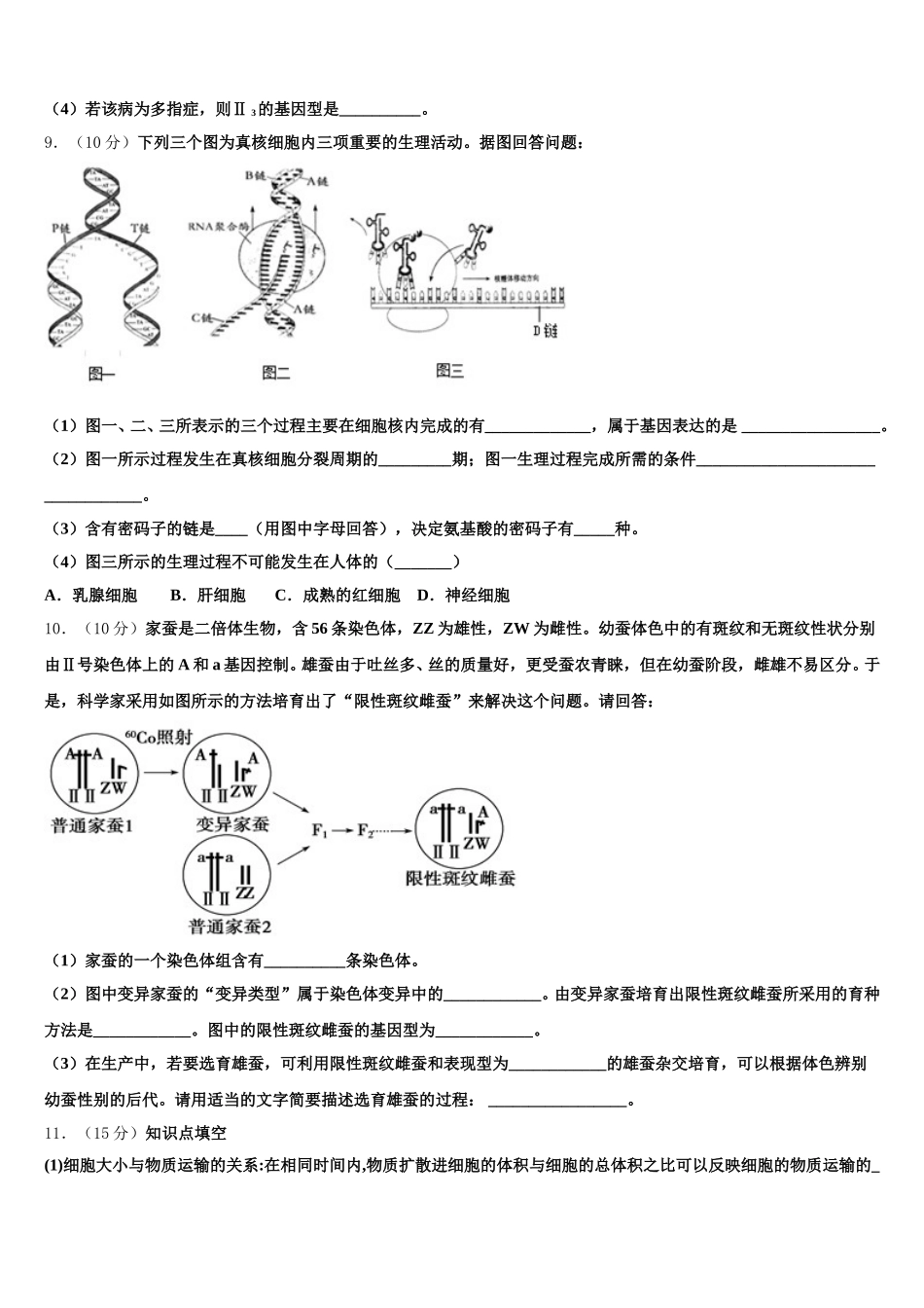 山东省潍坊市昌乐博闻学校2025届高一下生物期末质量检测试题含解析_第3页