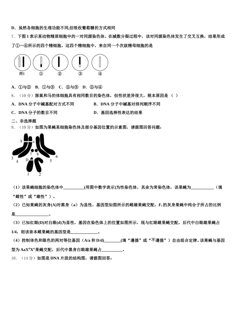 2024-2025学年山东阳谷县第五中学生物高一下期末质量检测试题含解析_第2页
