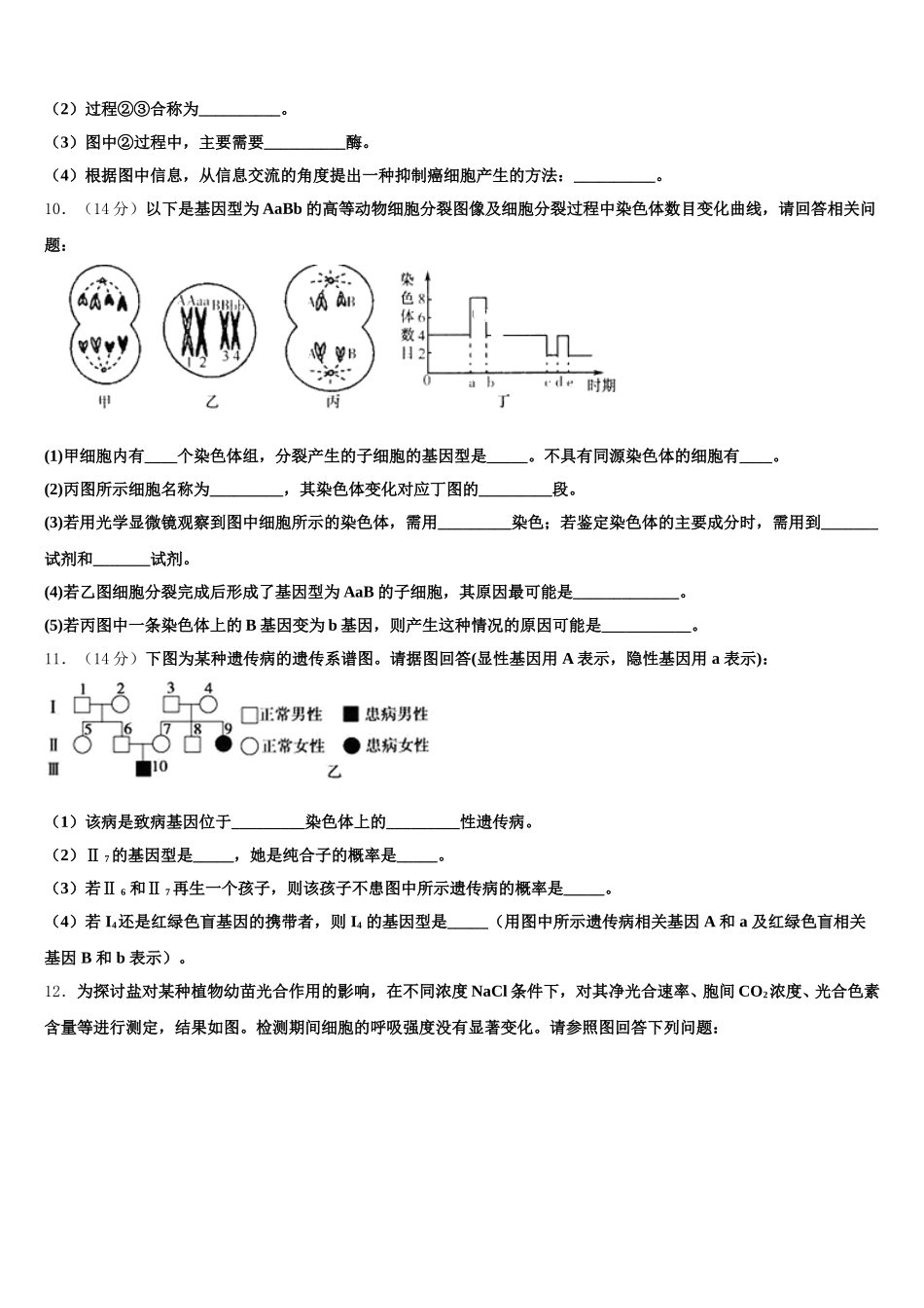 2024-2025学年山东省新泰二中高一下生物期末考试模拟试题含解析_第3页