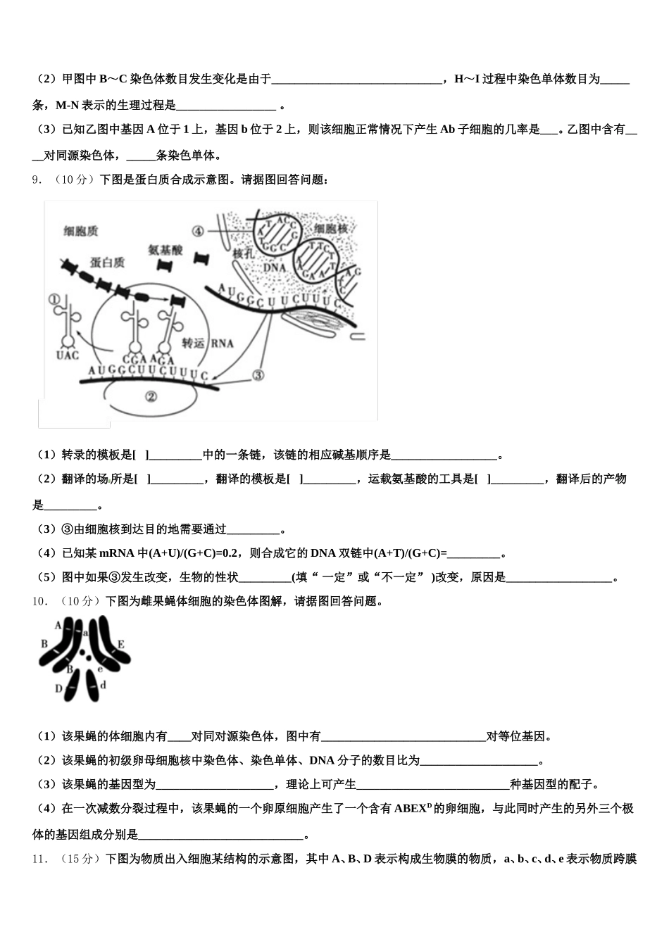 2025届山东省日照市第一中学高一下生物期末调研试题含解析_第3页