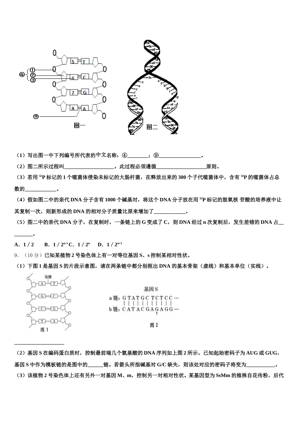 2024-2025学年山东省垦利第一中学生物高一下期末质量跟踪监视模拟试题含解析_第3页