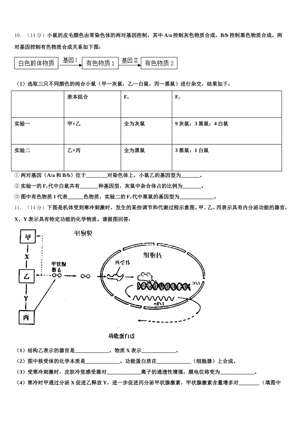 山东省蒙阴县第一中学2024-2025学年高一下生物期末达标检测试题含解析_第3页