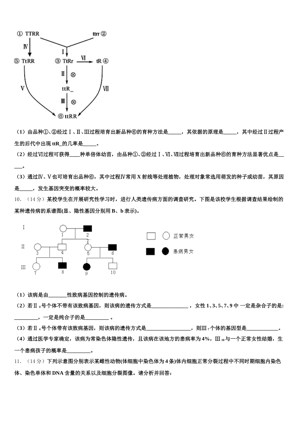 2025届山东省聊城第一中学老校区高一下生物期末质量跟踪监视模拟试题含解析_第3页