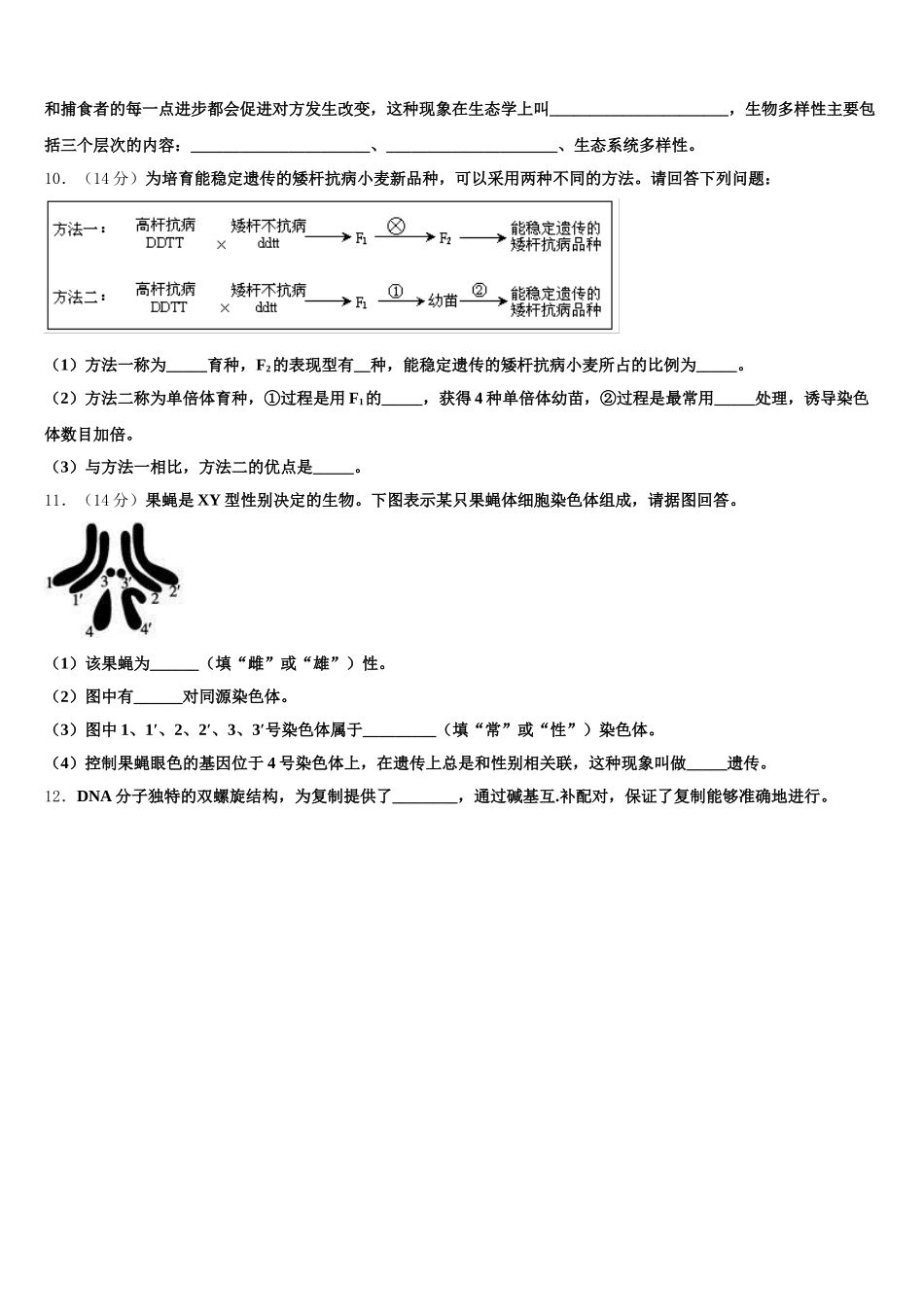 山东省菏泽市菏泽第一中学2025届高一下生物期末学业质量监测试题含解析_第3页