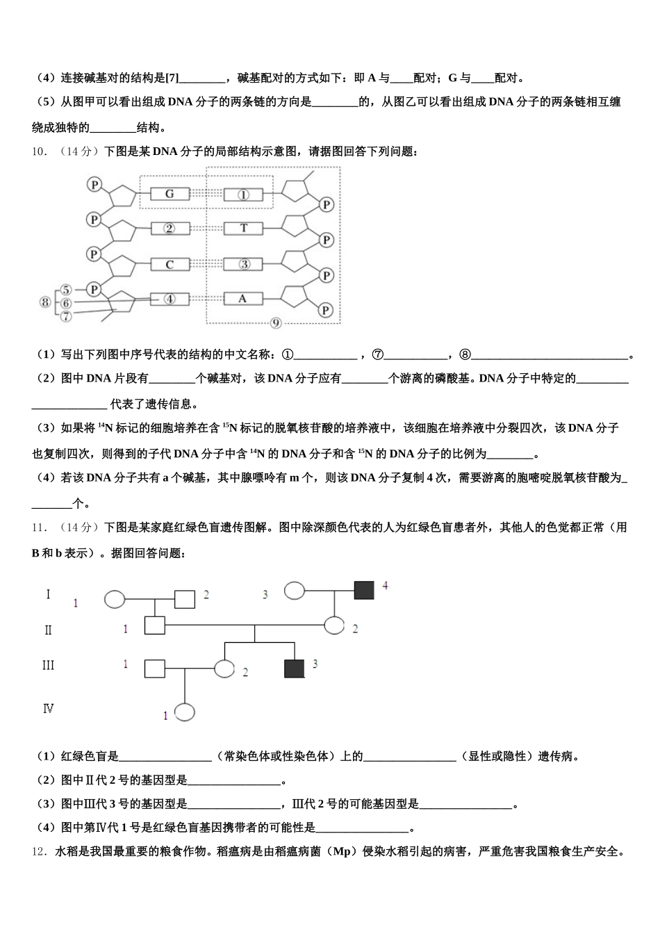 山东省章丘市第四中学2024-2025学年高一下生物期末教学质量检测模拟试题含解析_第3页