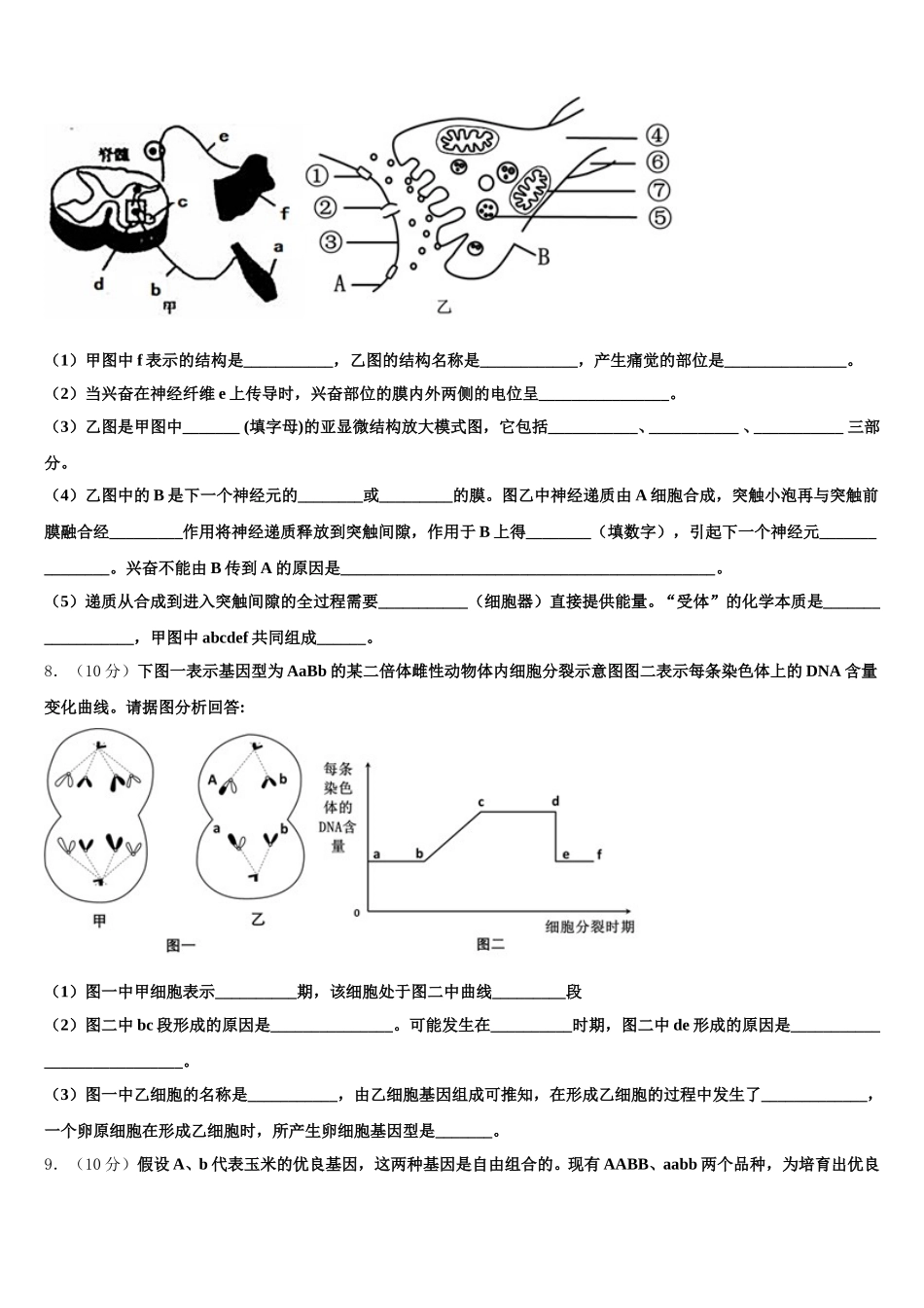 2025届济宁市重点中学高一下生物期末教学质量检测模拟试题含解析_第2页