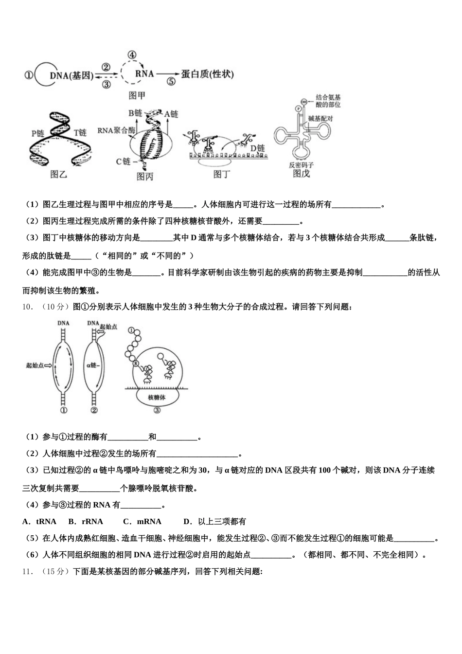 山东省德州一中2024-2025学年生物高一下期末综合测试模拟试题含解析_第3页