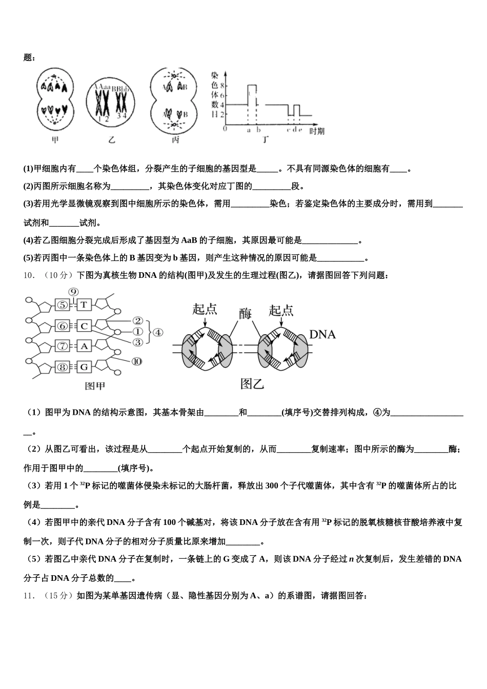 2025年山东省新泰第一中学北校生物高一第二学期期末综合测试试题含解析_第3页