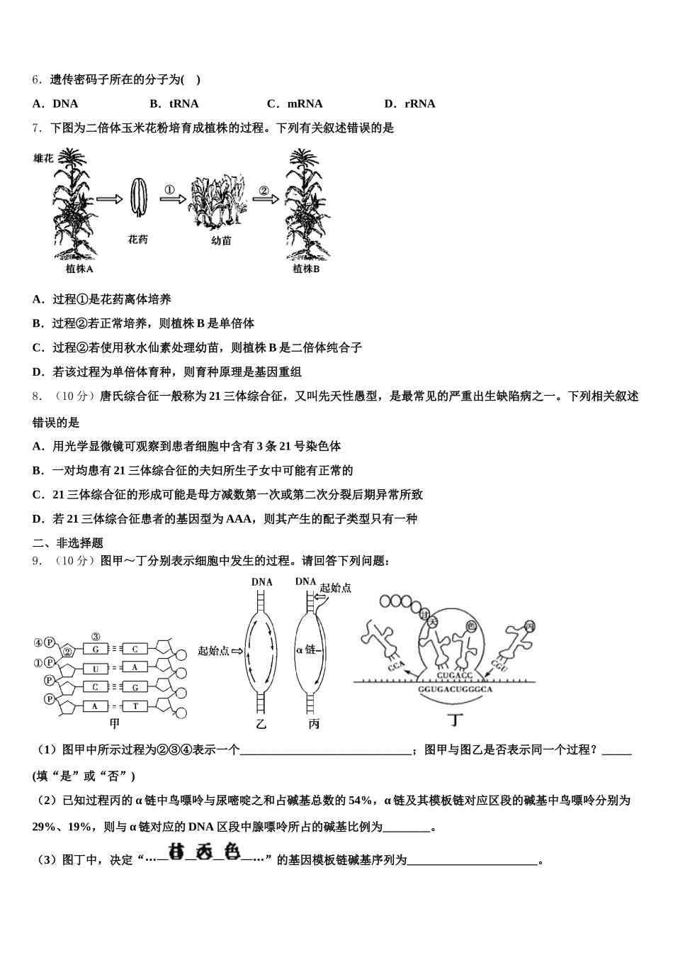 2025届山东省枣庄市薛城区高一下生物期末学业水平测试试题含解析_第2页
