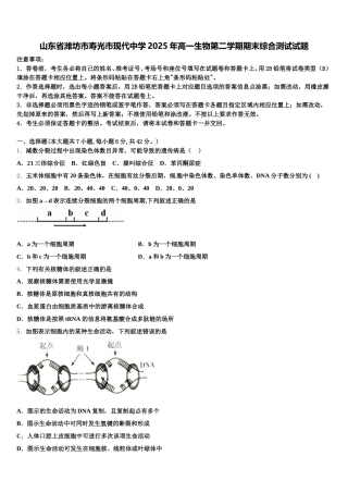 山东省潍坊市寿光市现代中学2025年高一生物第二学期期末综合测试试题含解析