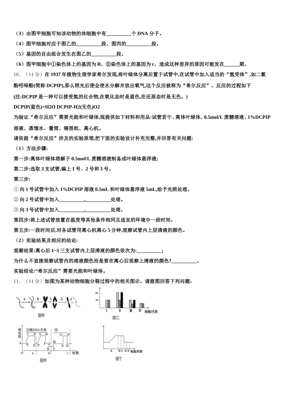 2025年山东省泰安市第四中学生物高一下期末监测模拟试题含解析_第3页