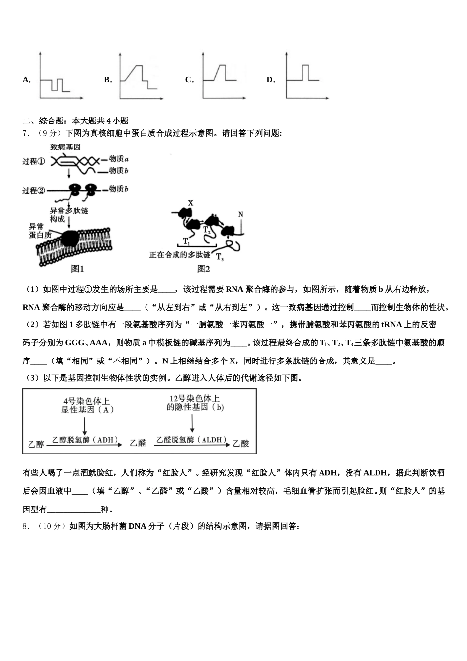 山东省实验中学等四校2025年高一下生物期末复习检测试题含解析_第2页