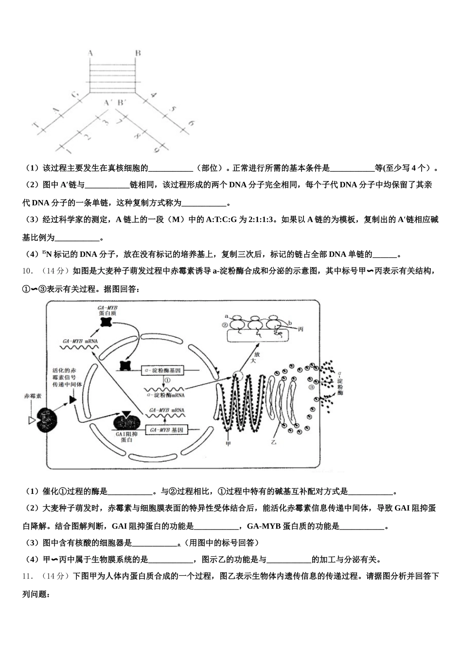 山东省枣庄八中2025届生物高一第二学期期末教学质量检测模拟试题含解析_第3页