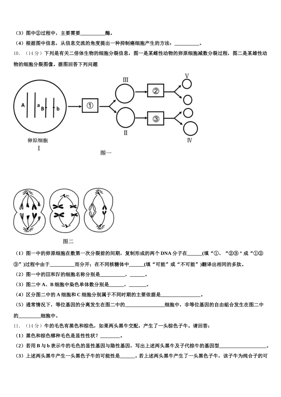 山东省临沂市兰陵县第一中学2025年高一生物第二学期期末教学质量检测试题含解析_第3页