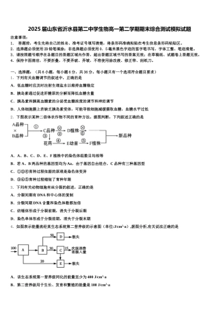 2025届山东省沂水县第二中学生物高一第二学期期末综合测试模拟试题含解析