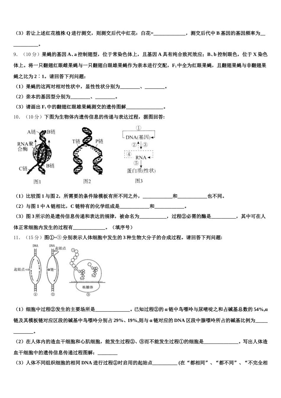 山东省泰安市宁阳第一中学2024-2025学年生物高一下期末统考试题含解析_第3页