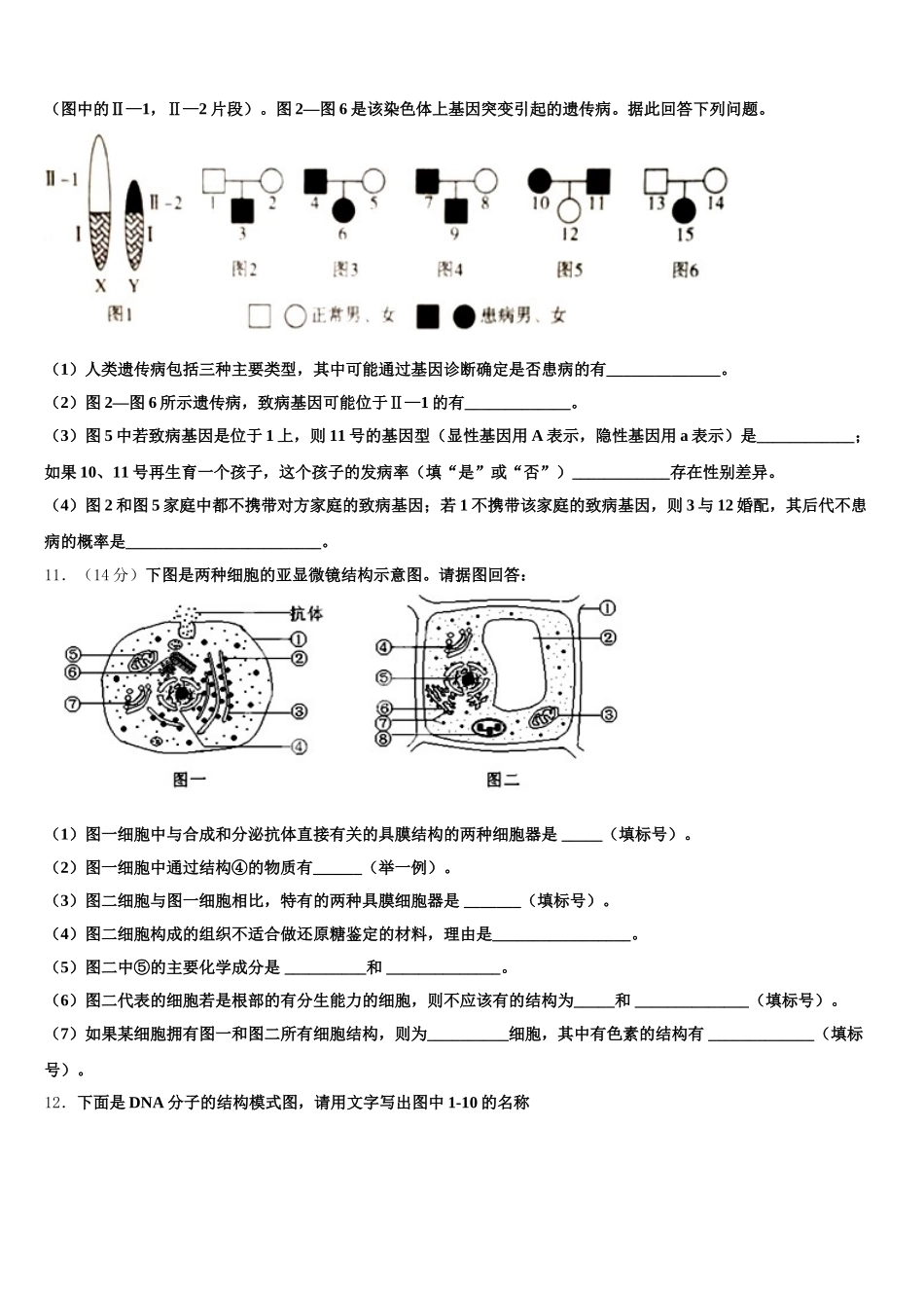 2025年山东省宁阳一中生物高一第二学期期末质量跟踪监视模拟试题含解析_第3页