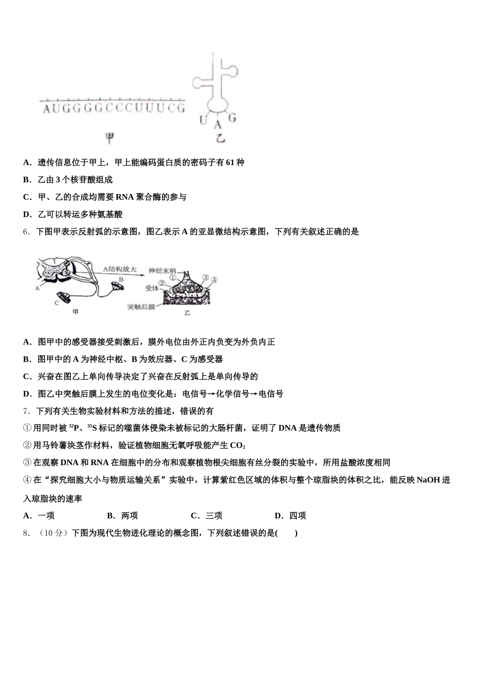 2025年山东省青州第二中学高一下生物期末考试试题含解析_第2页