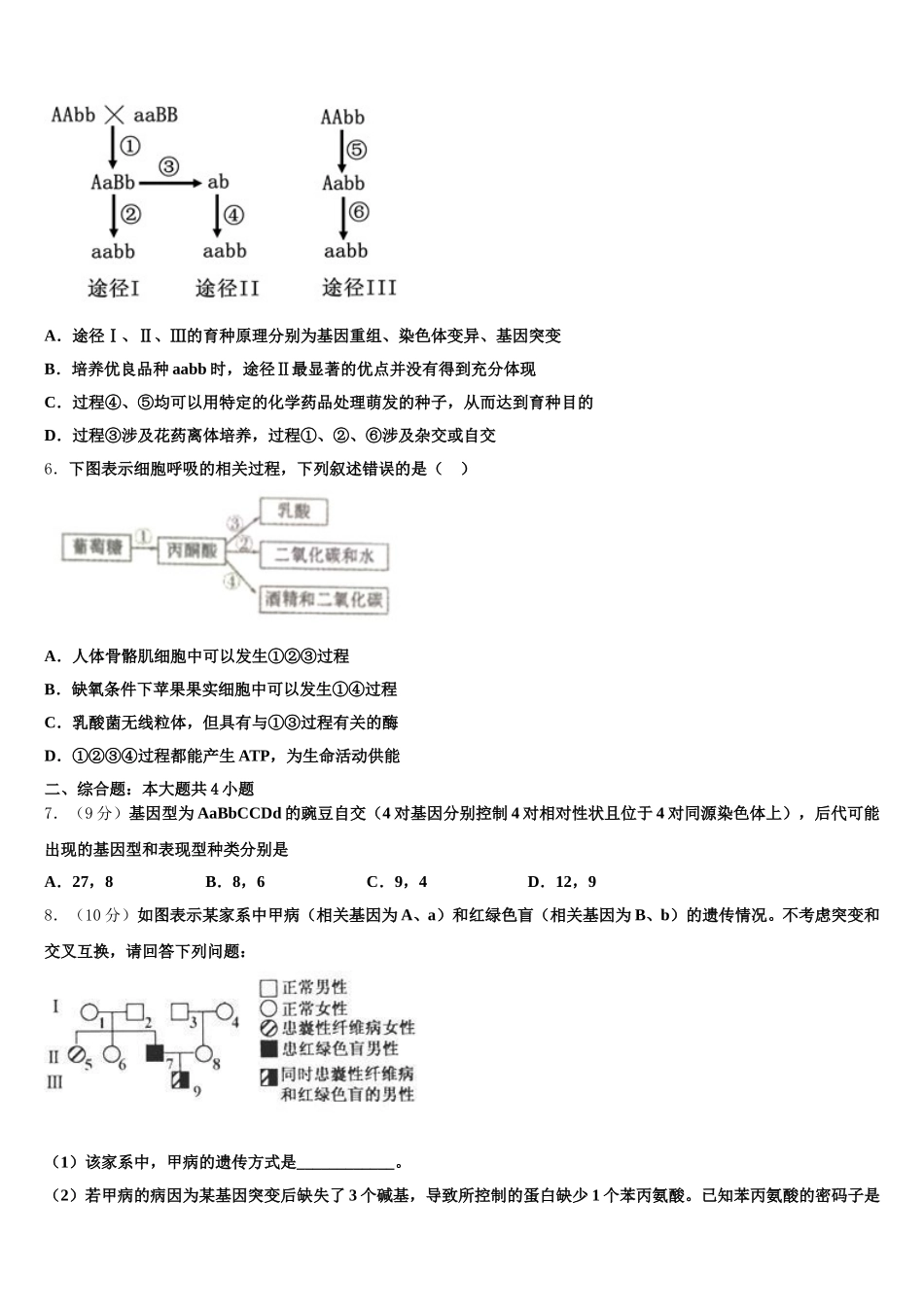 2025年山东省泰安第四中学高一下生物期末达标检测试题含解析_第2页