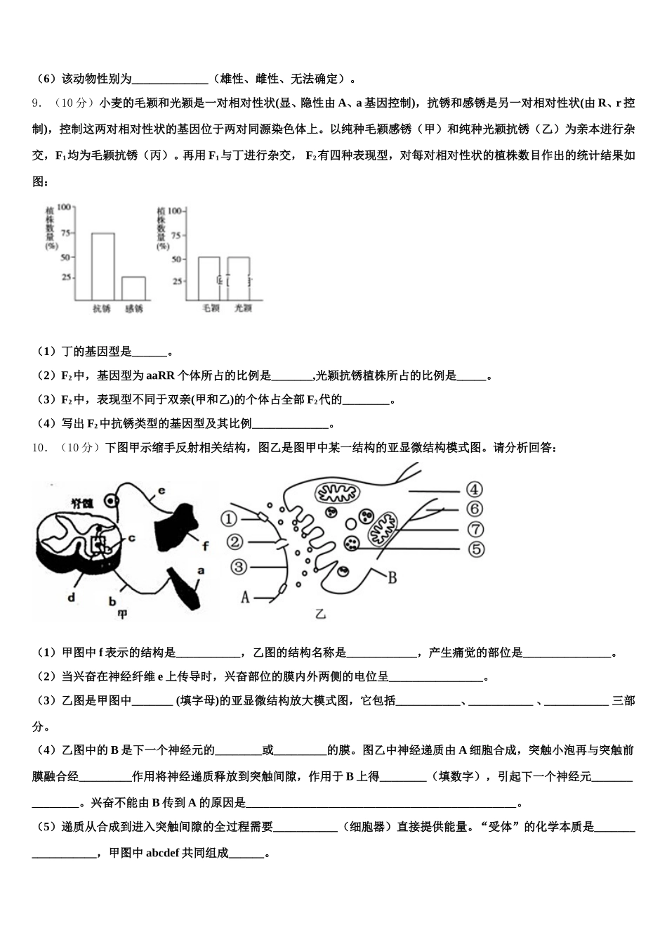 山东省新泰市二中2024-2025学年生物高一下期末预测试题含解析_第3页