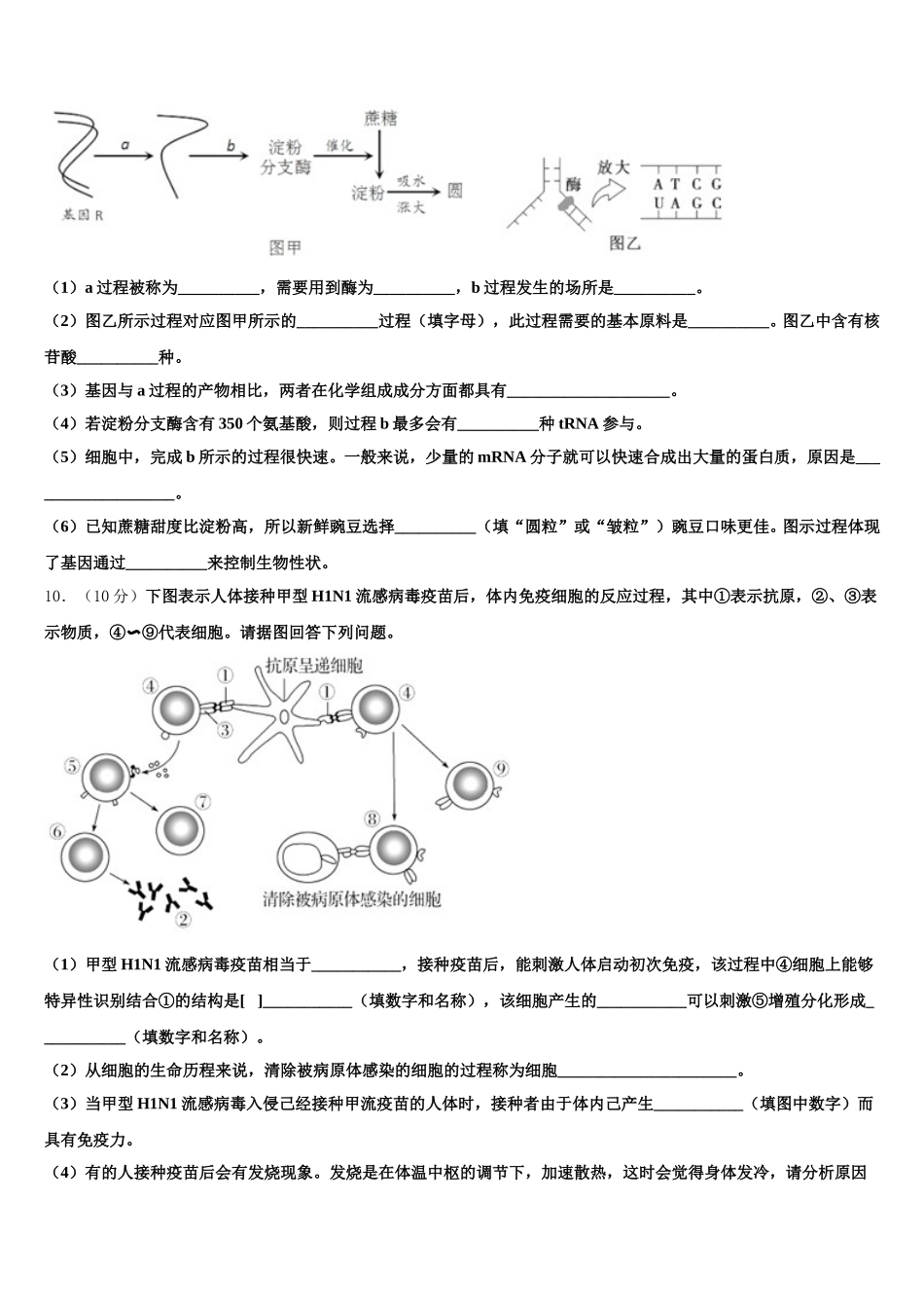 2025年山东省泰安市泰安一中高一下生物期末检测试题含解析_第3页