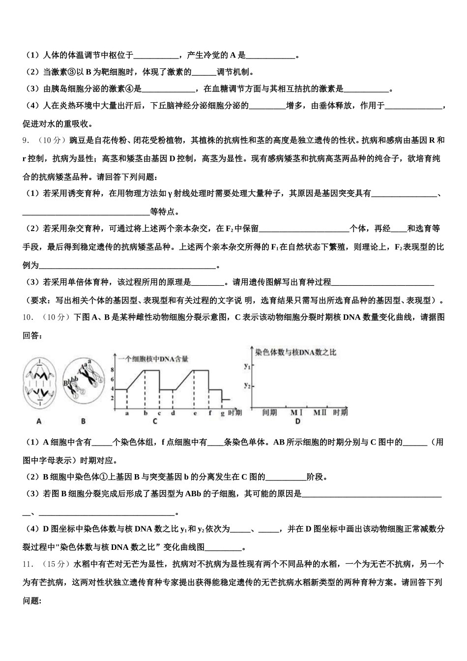 2024-2025学年山东省泰安市宁阳县第四中学生物高一下期末经典试题含解析_第3页
