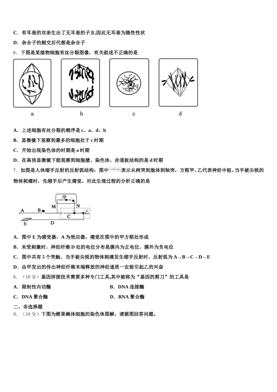 山东枣庄市薛城区2024-2025学年高一生物第二学期期末复习检测试题含解析_第2页